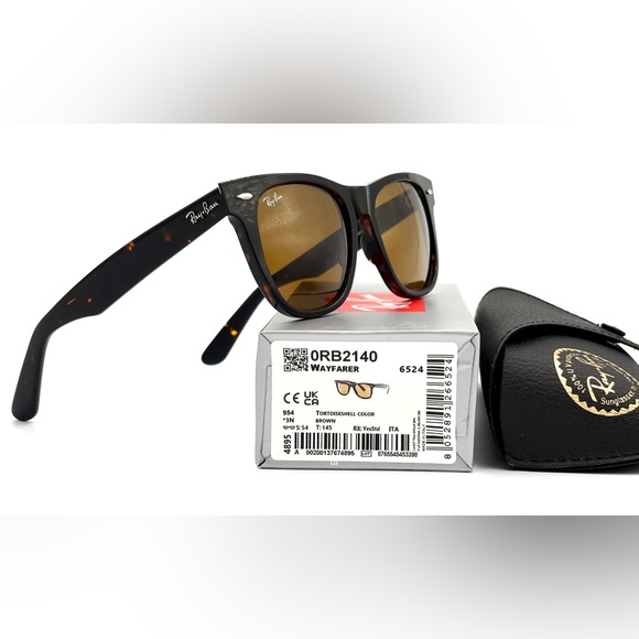 Ray-Ban 54mm Wayfarer RB2140 Tortoise Shell & Brown Lens Sunglasses 54-18-150 - Picture 10 of 10